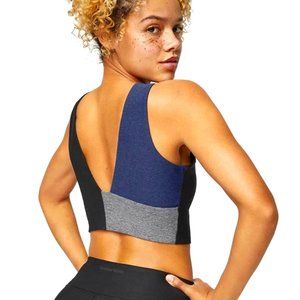 OUTDOOR VOICES Venus Crop Top Bra in Black/Navy/Graphite, Size XS